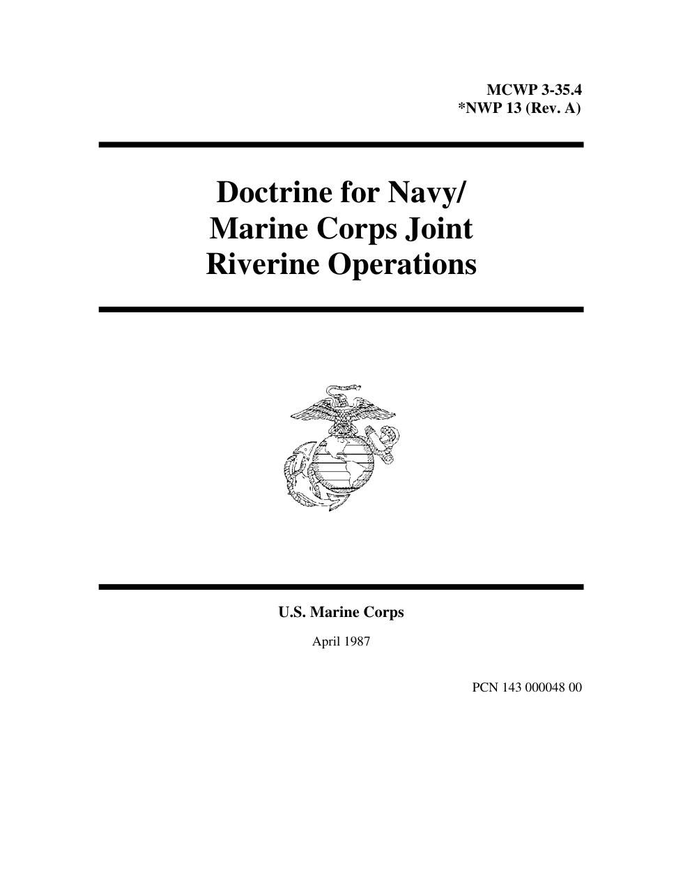MCWP 3-35.4 Doctrine for Navy-Marine Corps Joint Riverine Operations cover