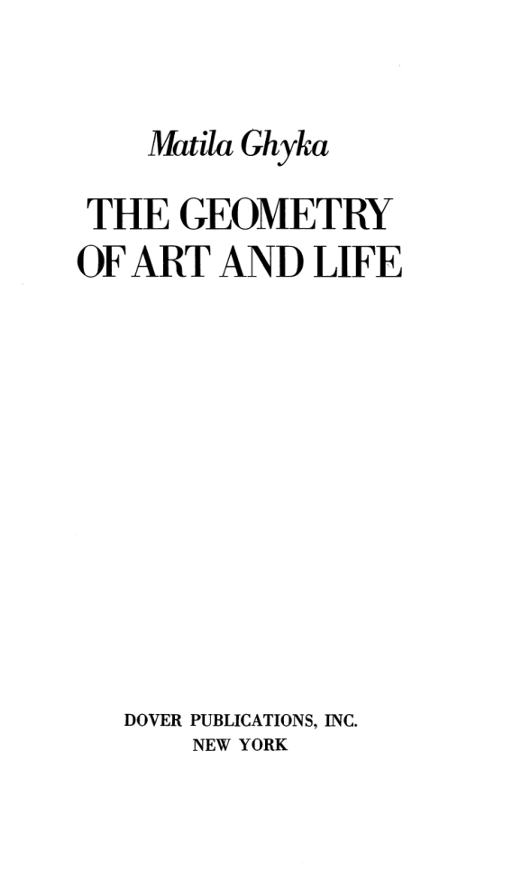 Matila Ghyka - The Geometry of Art and Life cover