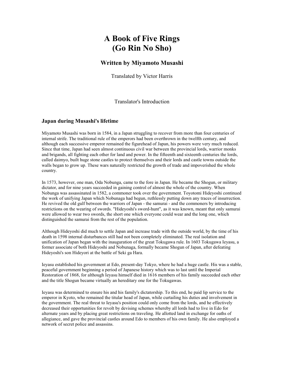 The Book of Five Rings cover
