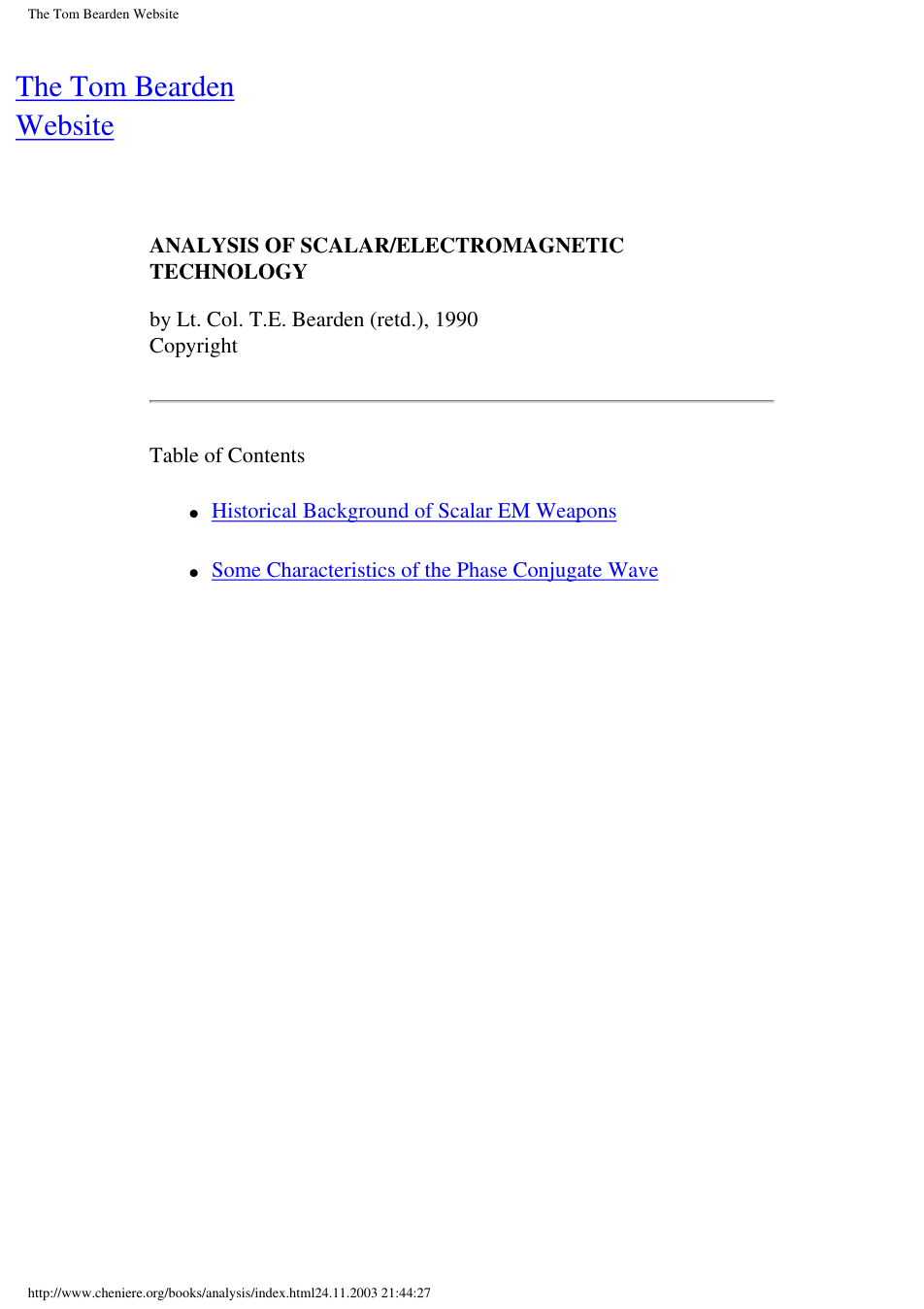 Analysis Of Scalar EM Technology cover