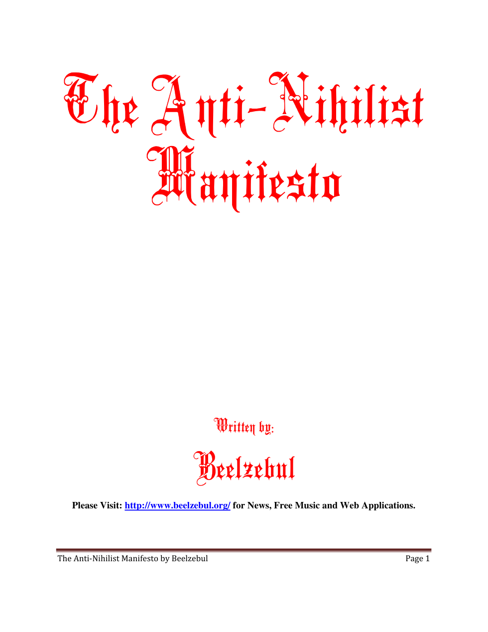 The Anti Nihilist Manifesto - Beelzebul cover