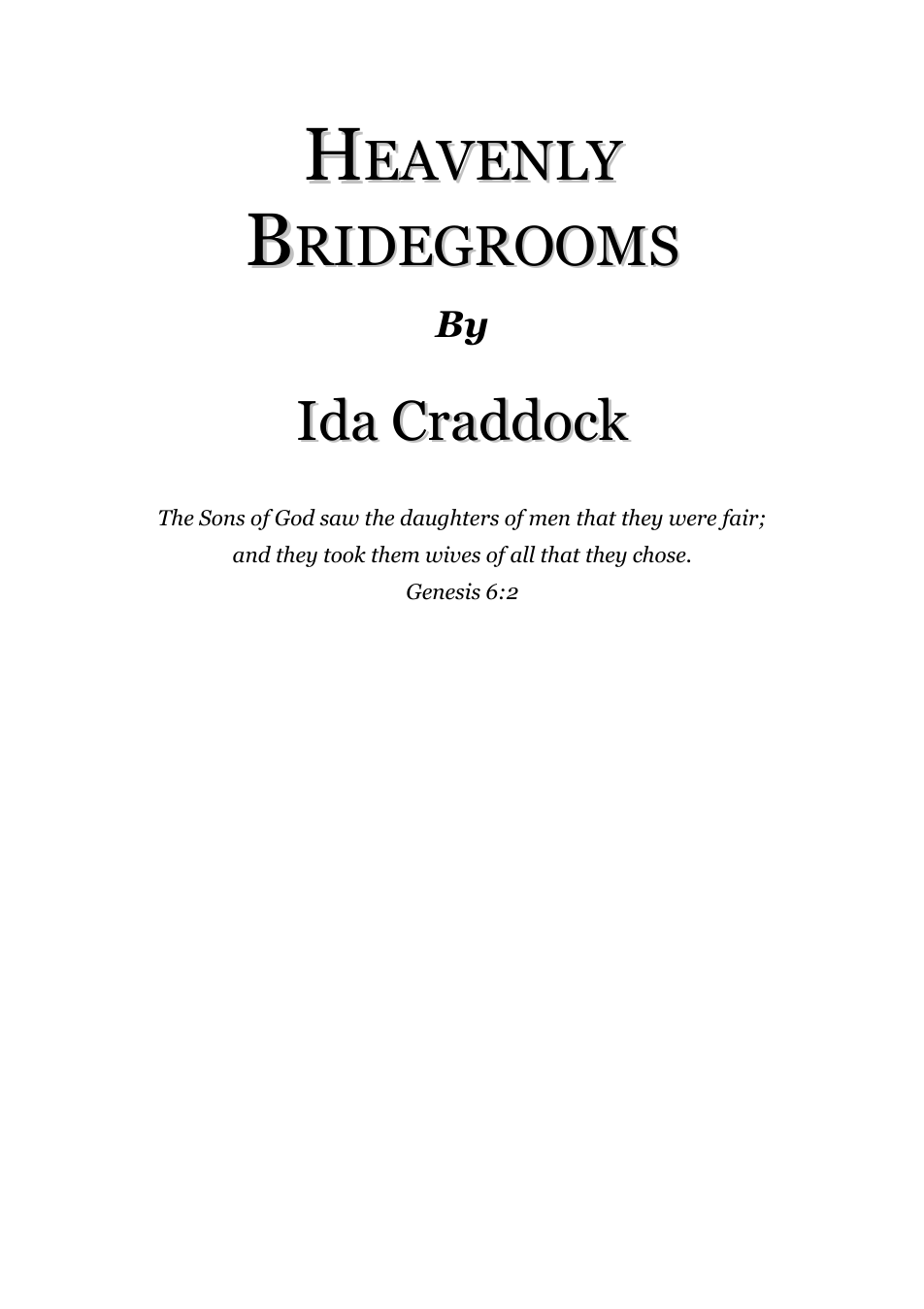 Heavenly Bridgrooms - I Craddock cover