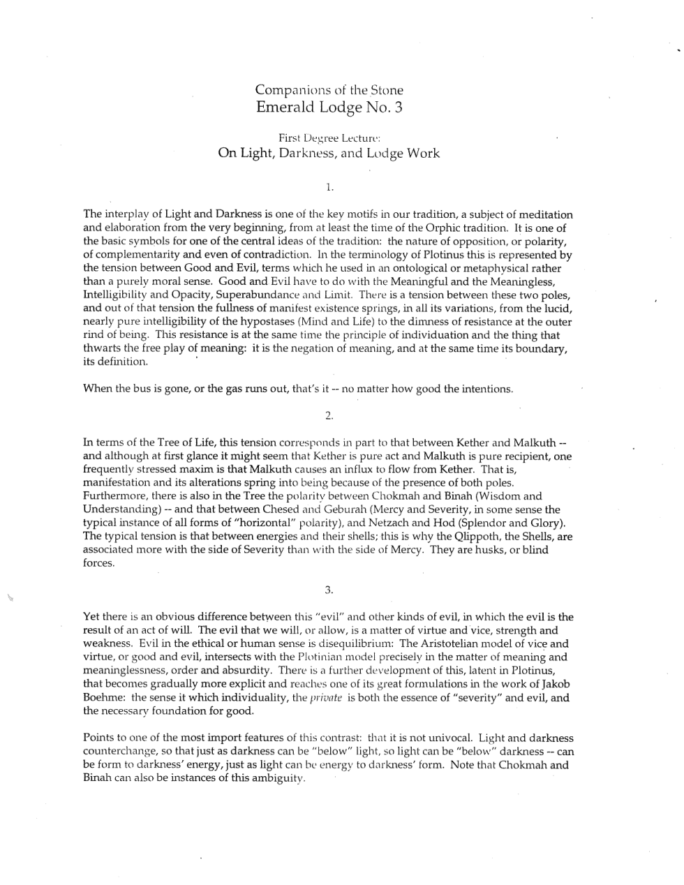 On Light - Darkness - and Lodge Work cover