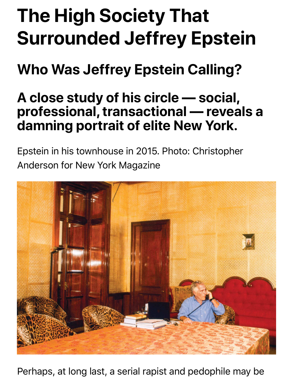 Jeffrey Epstein’s High Society Contacts cover