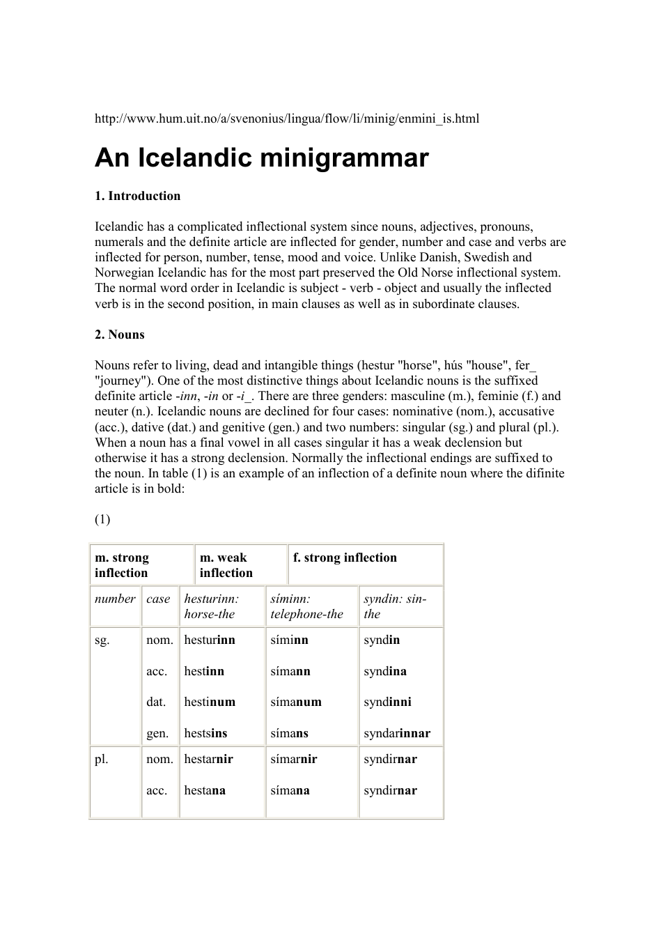 Peter Svenonius - An Icelandic minigrammar cover