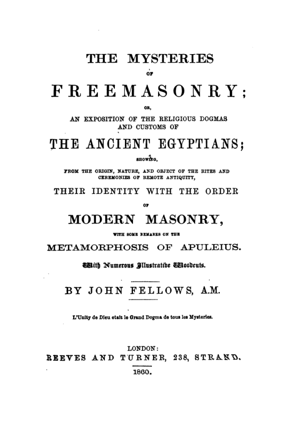 The Mysteries of Freemasonry - J. Fellows cover