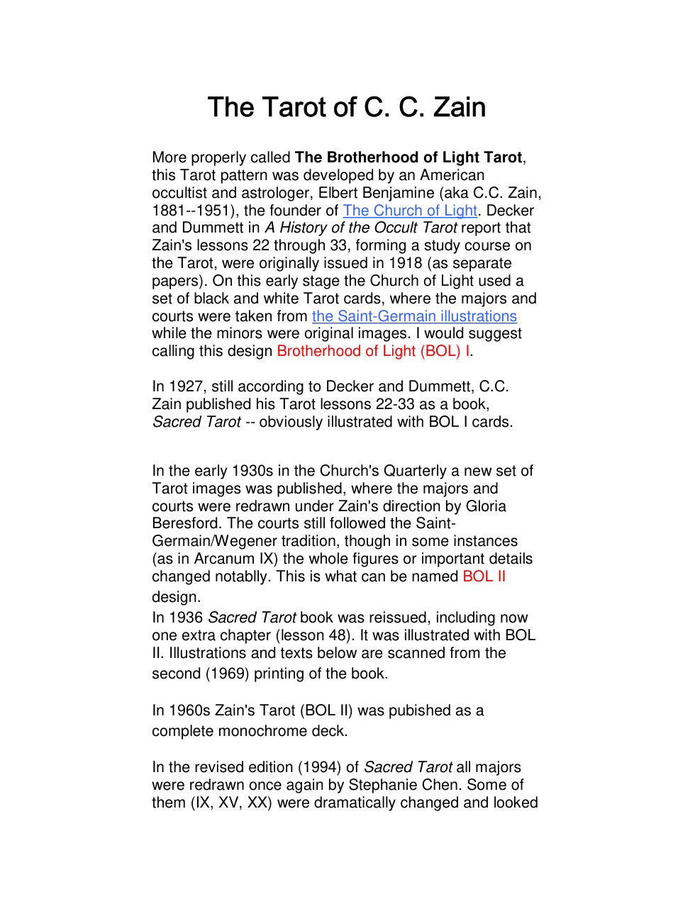 The Tarot of C.C. Zain cover