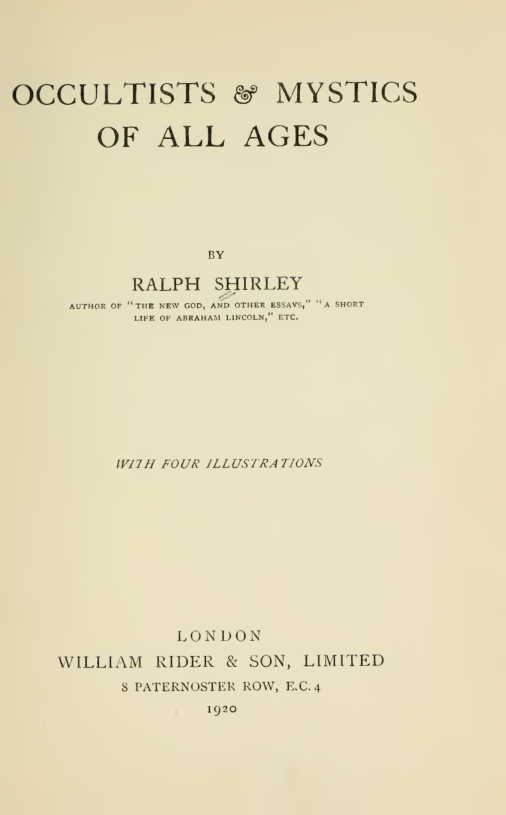 Occultists & Mystic of all Ages - R Shirley cover