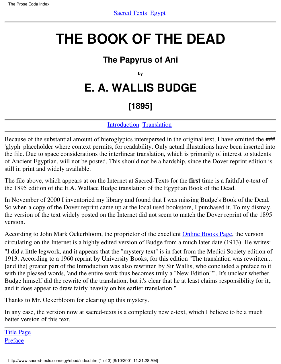 Egyptian Book Of The Dead cover