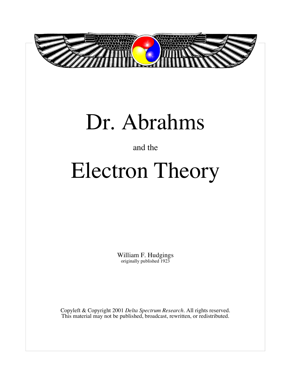 Abrahm and the Electron Theory cover