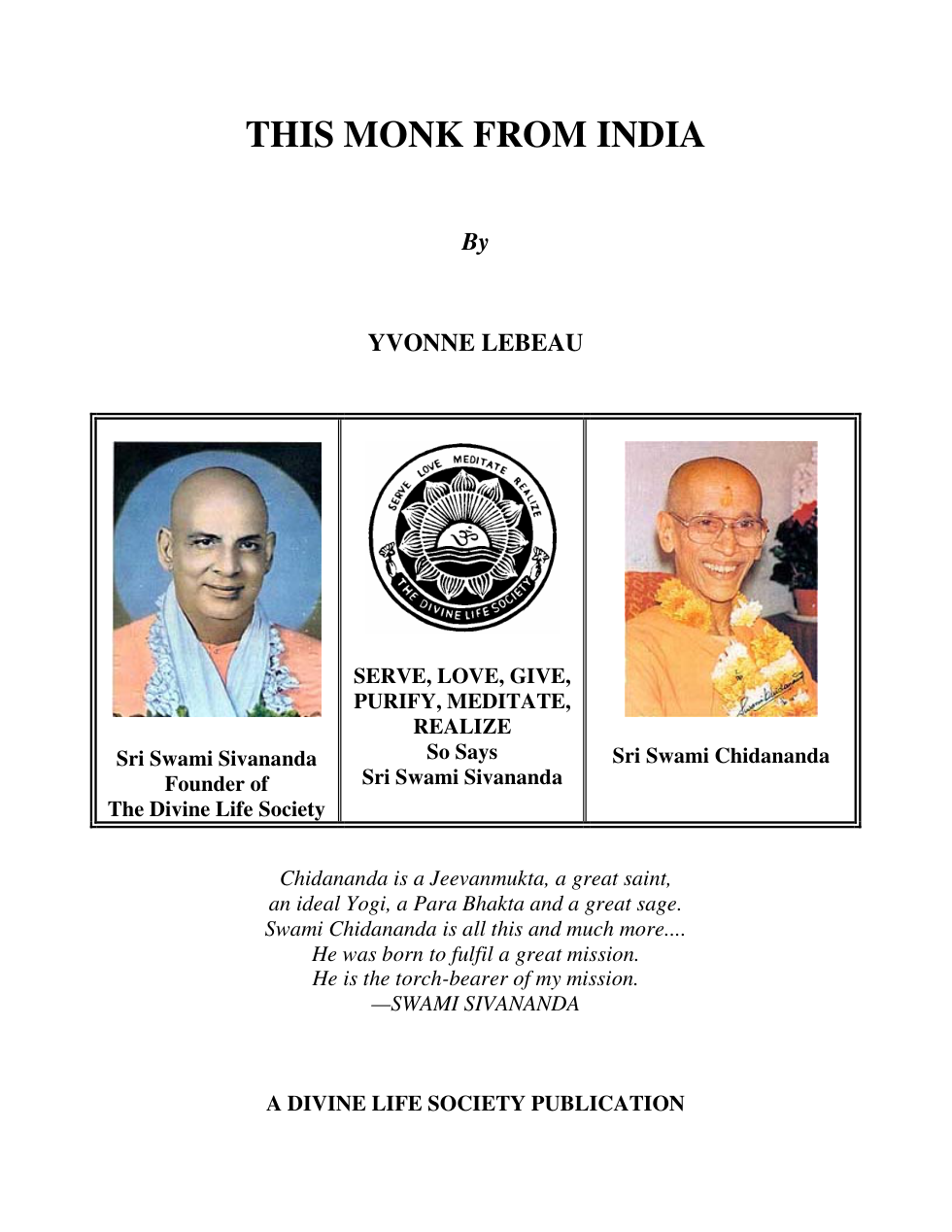 Monk Life of Swami Sivananda cover