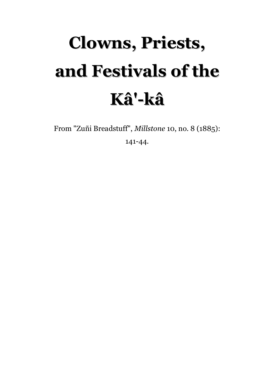 Clowns, Priests, and Festivals of the Kâ'-kâ cover