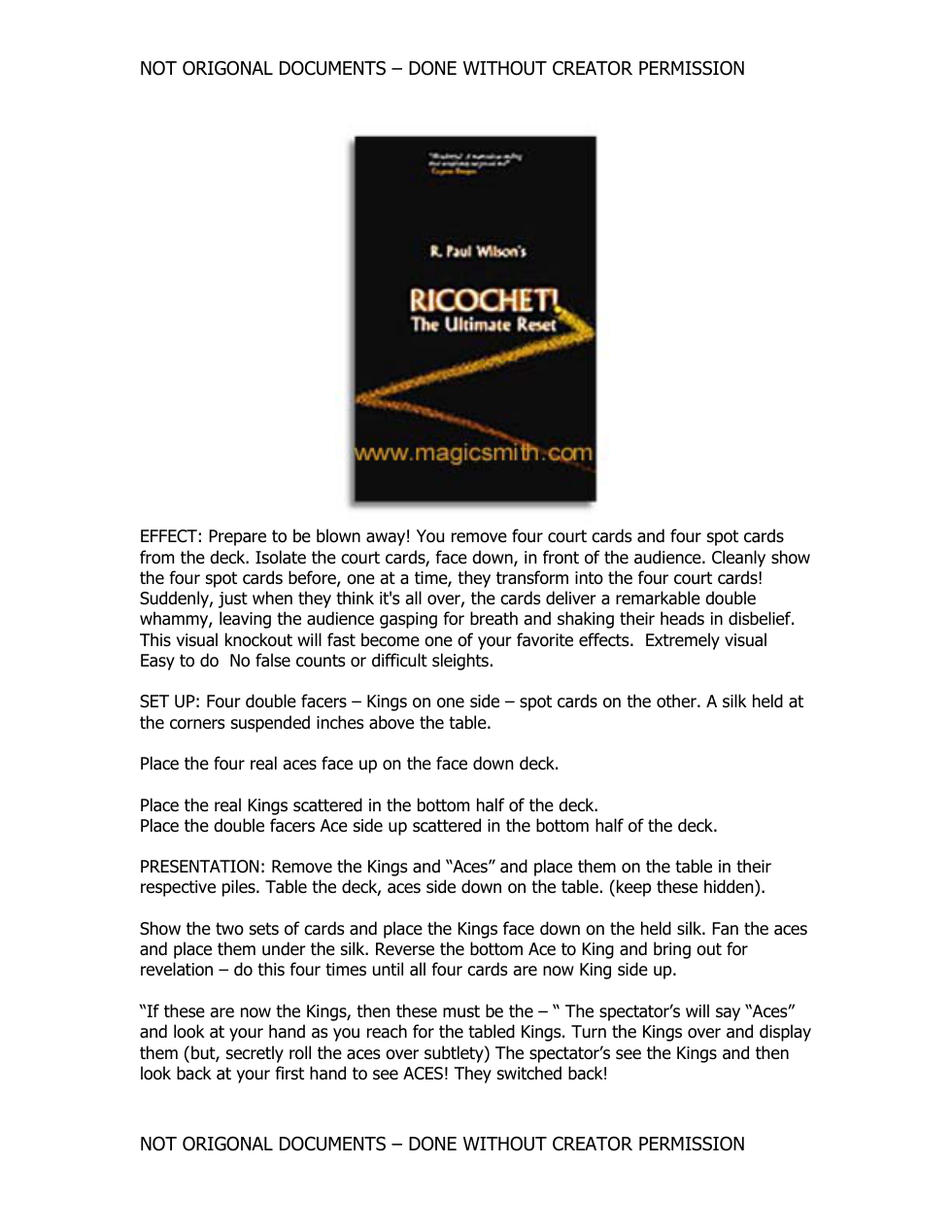 R. Paul Wilson - Ricochet cover