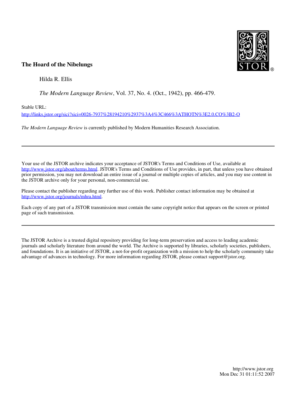 hre davidson - The Hoard of the Nibelungs cover