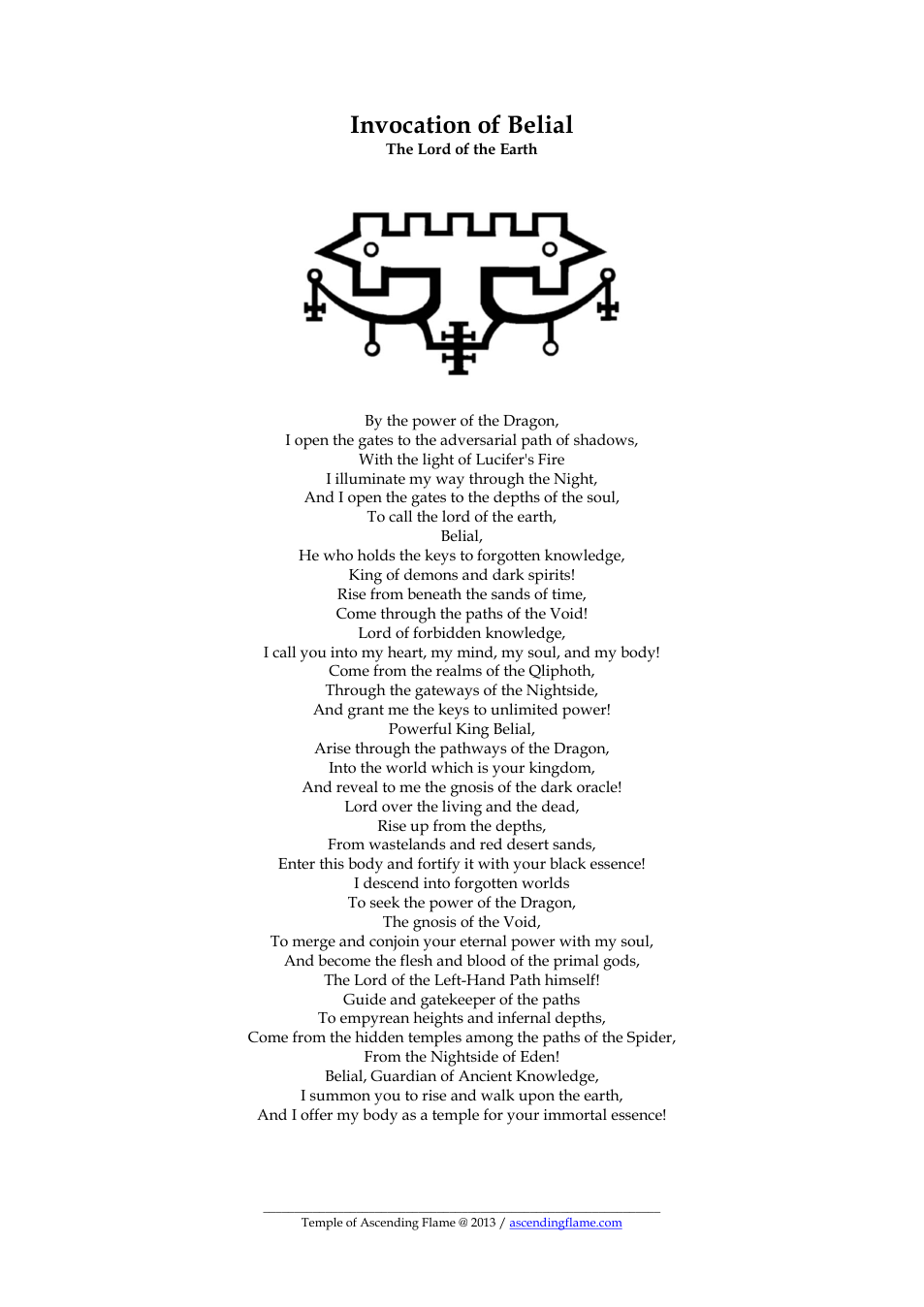 Invocation of Belial(full permission) cover