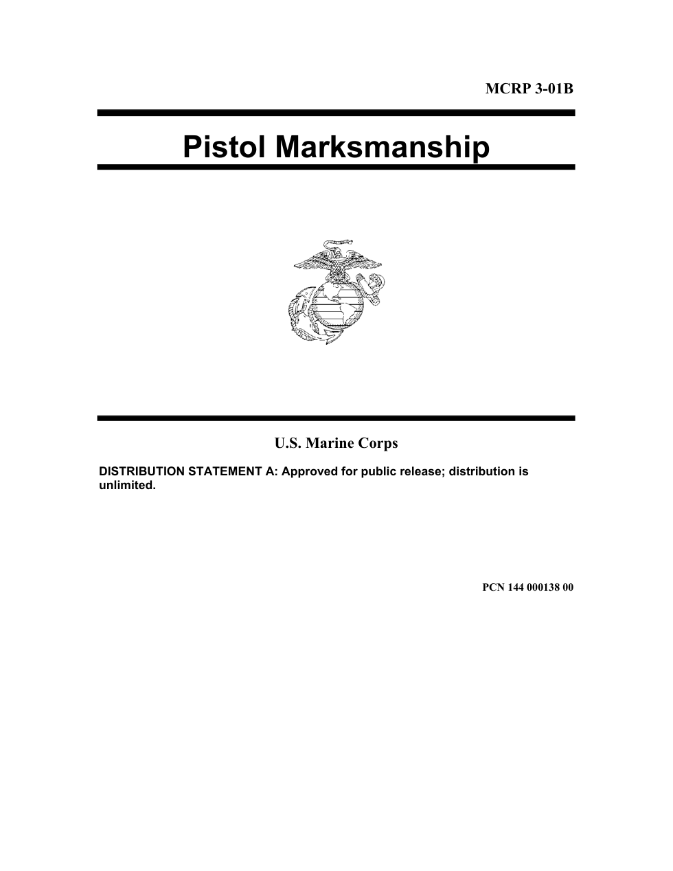 USMC Pistol Marksmanship 2002 111 pages cover