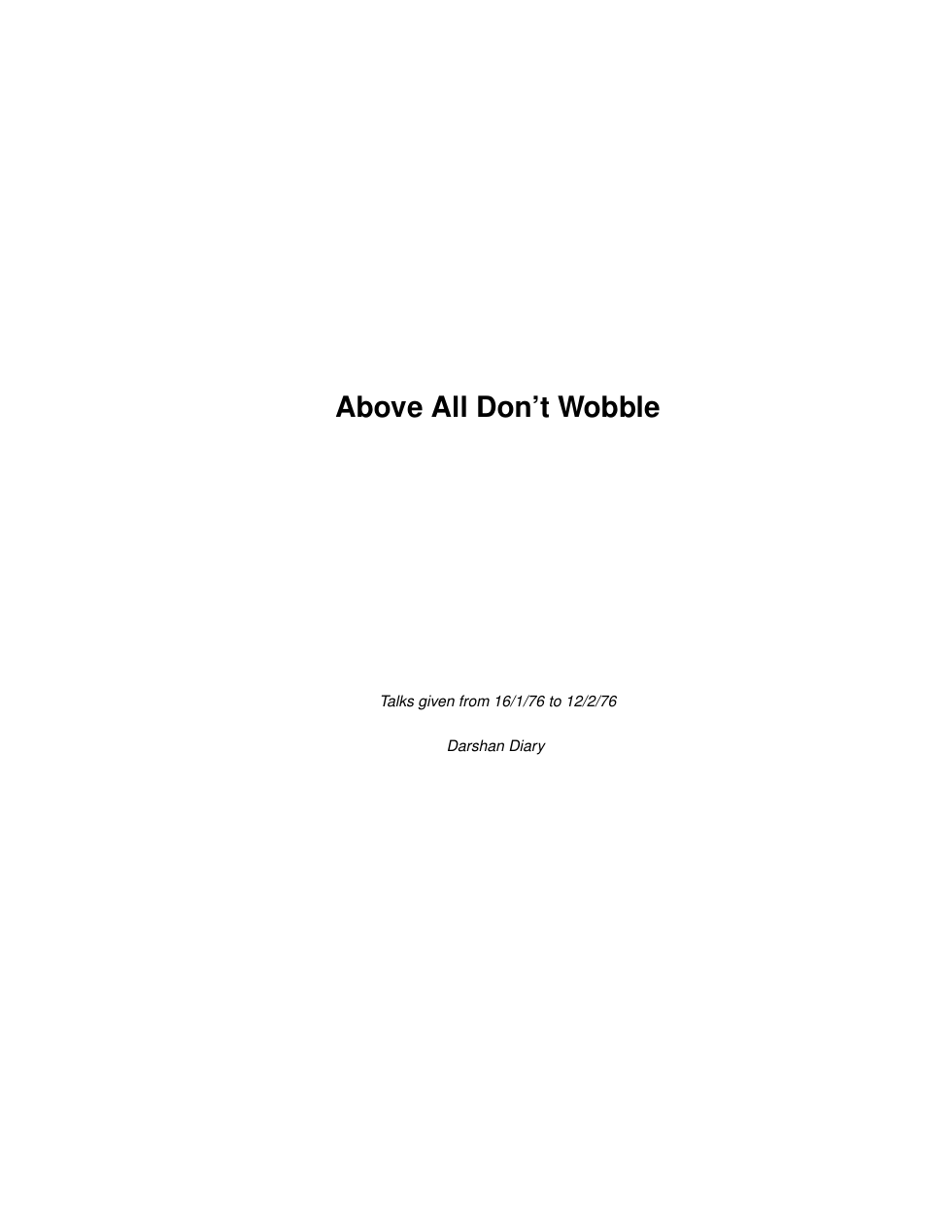 Above All Don't Wobble cover