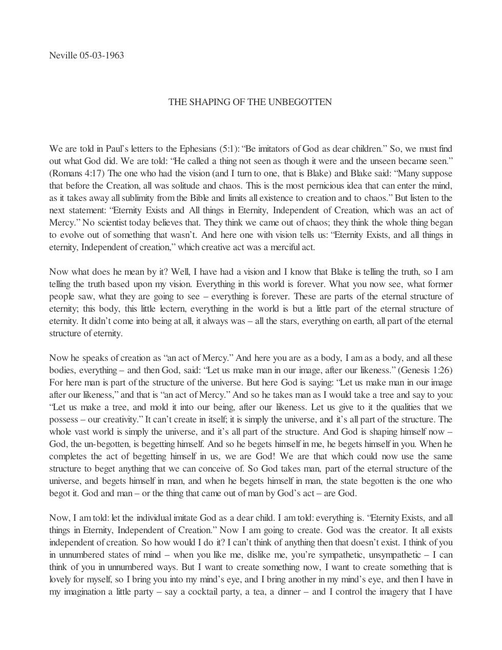 1963.05.03, The Shaping of The Unbegotten cover