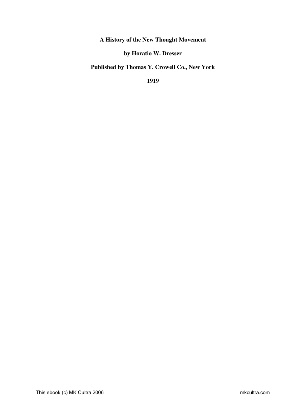 A History of the New Thought Movement cover