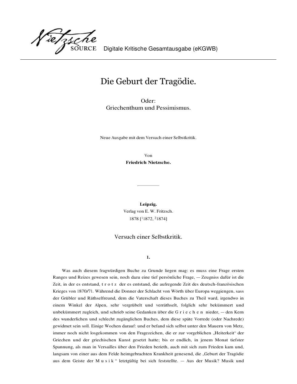 Die Geburt der Tragödie cover