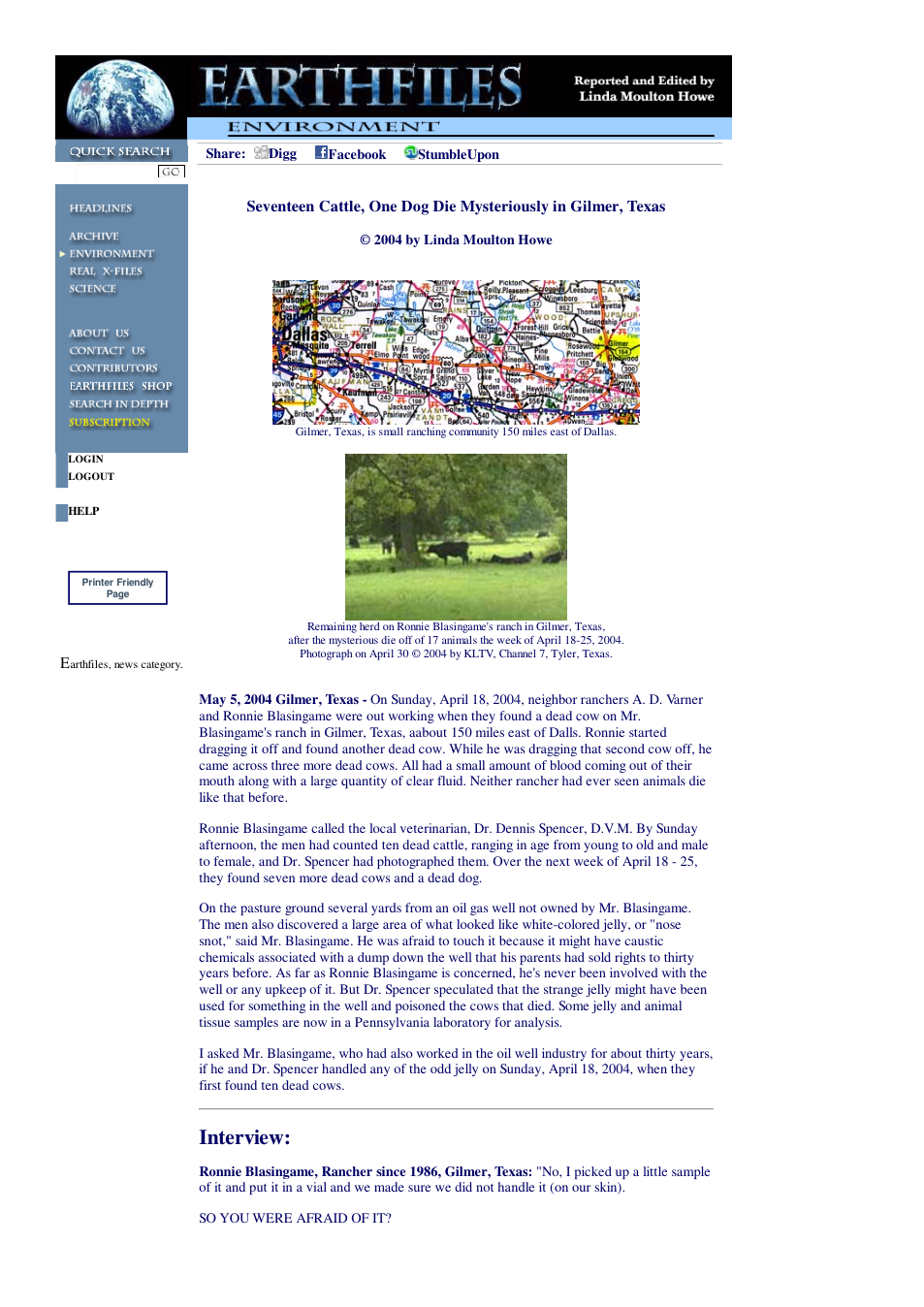 05 05 2004 Seventeen Cattle, One Dog Die Mysteriously in Gilmer, Texas cover