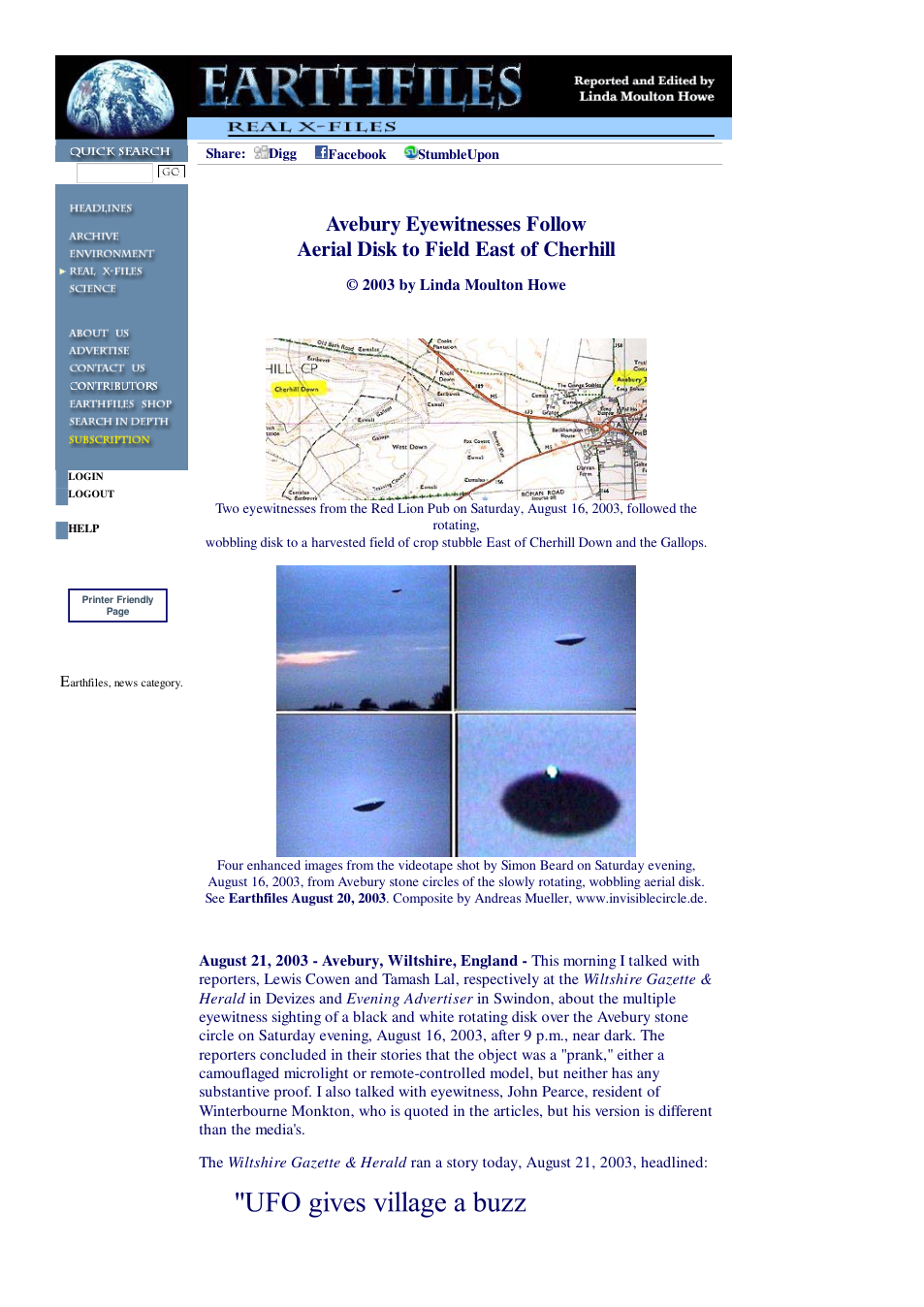 08 21 2003 Avebury Eyewitnesses Follow Aerial Disk to Field East of Cherhill cover