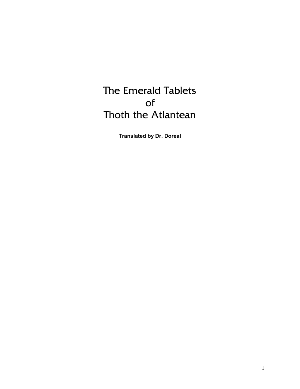 Emerald Tablets Of Thoth The Atlantean cover