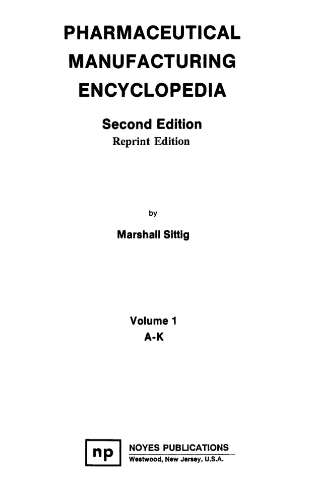 Pharmaceutical Manufacturing Encyclopedia 2nd Edition cover