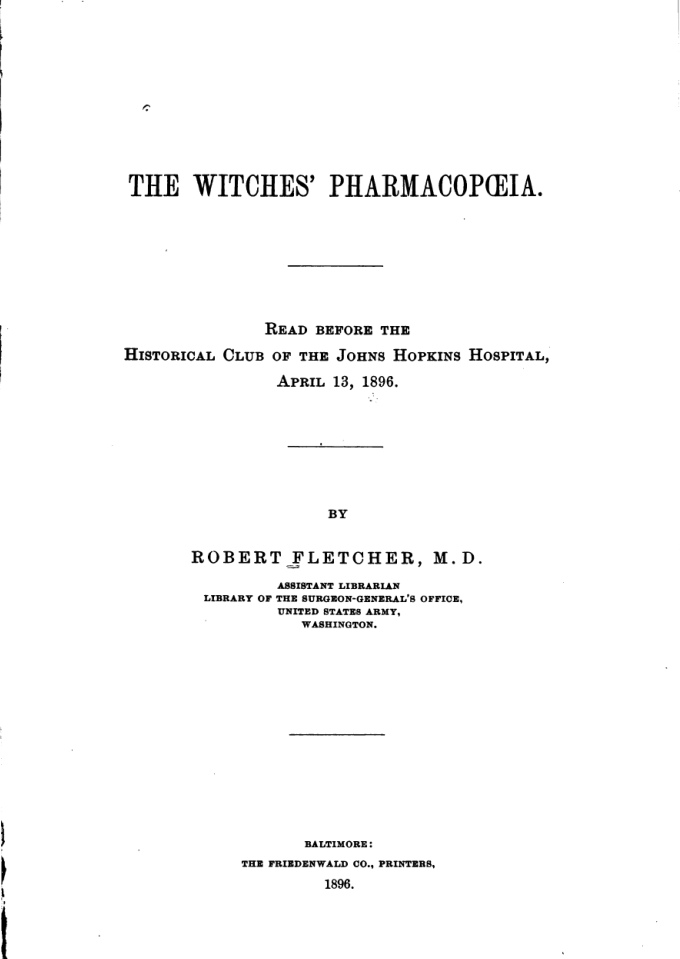 The Witches Pharmacopœia - R Fletcher cover