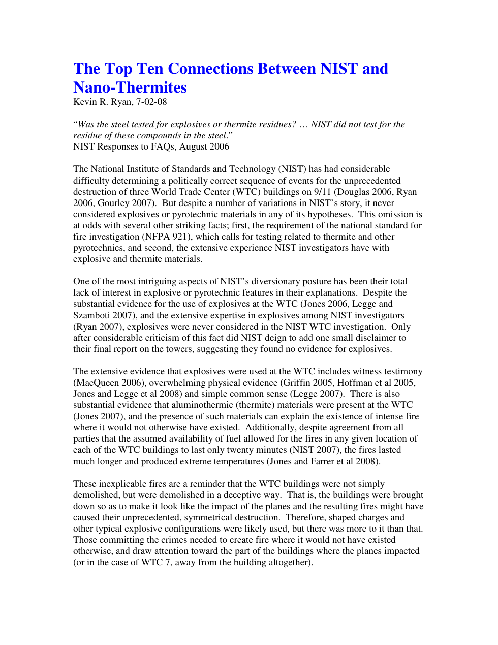 Connections Between NIST And Nano-Thermite cover