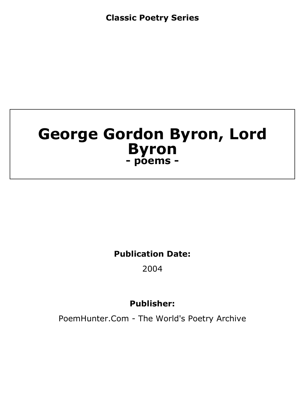 Lord Byrons Poems cover