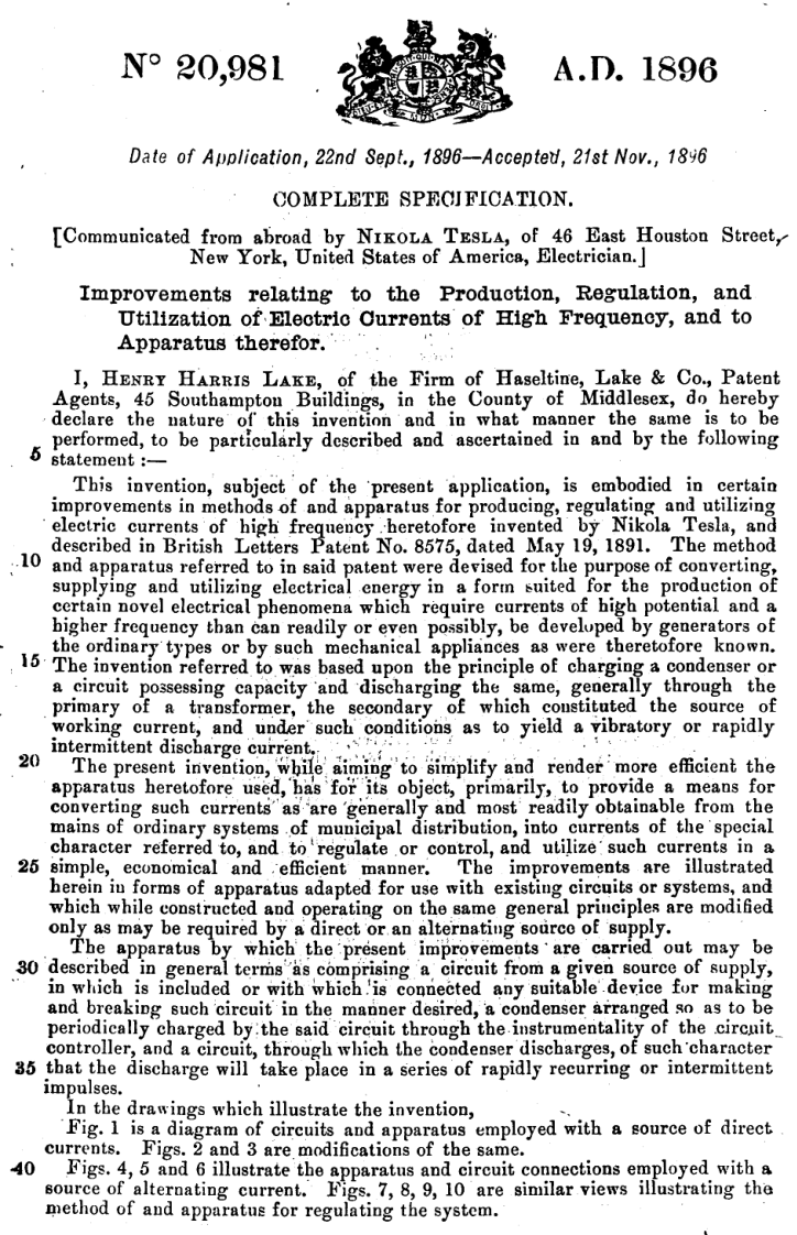 Tesla Patents - B20981 cover