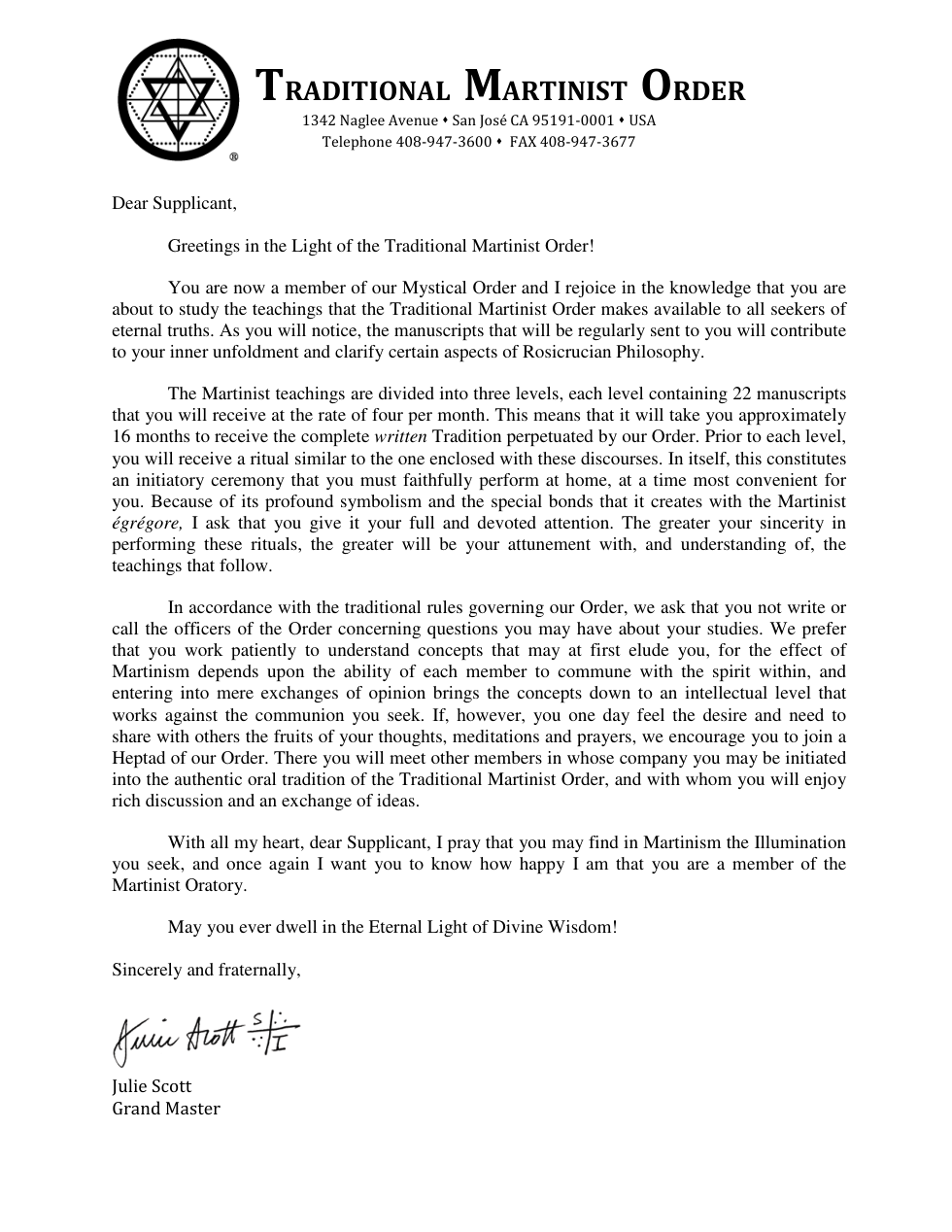 Welcome Letter cover