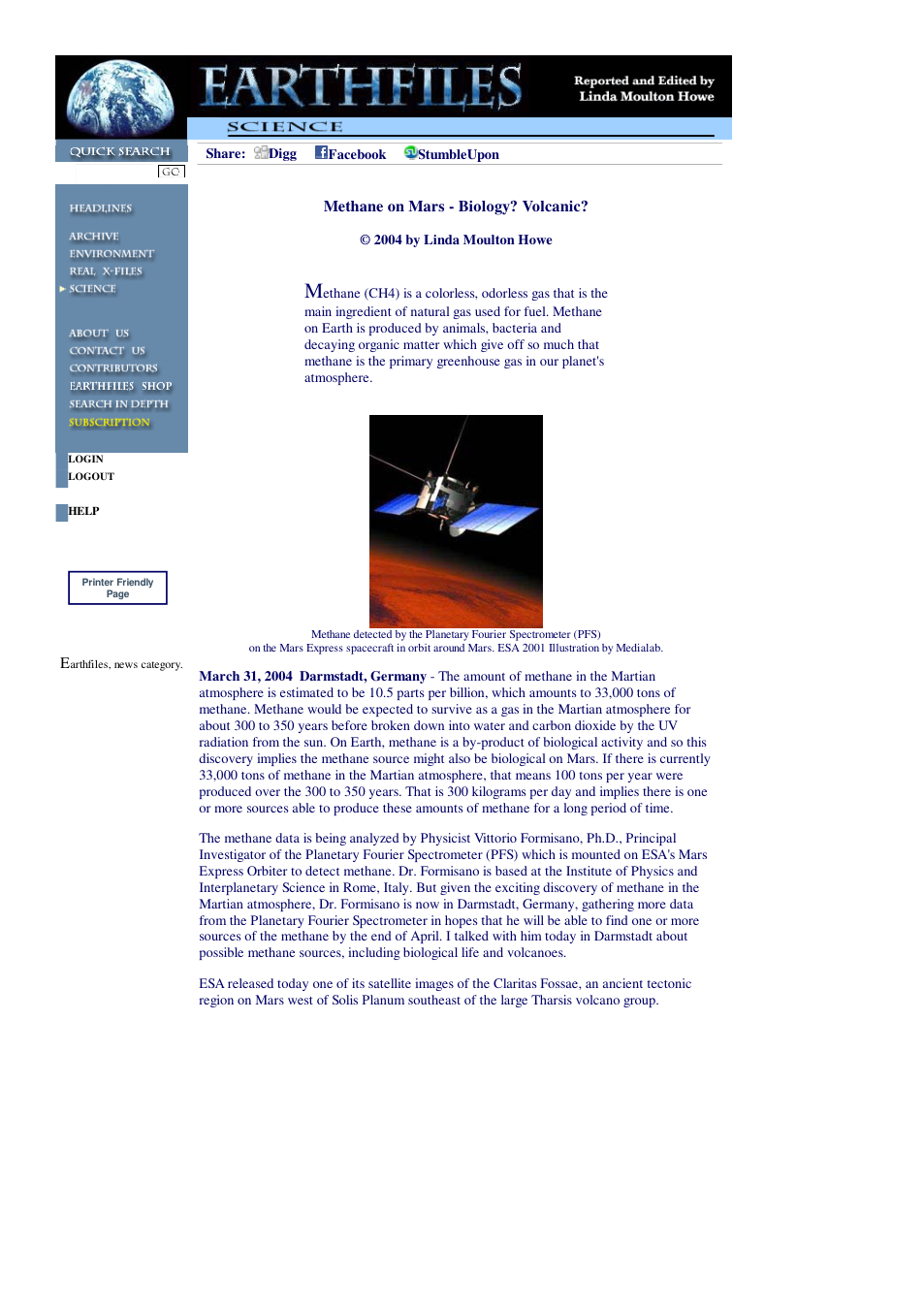 03 31 2004 Methane on Mars - Biology Volcanic cover