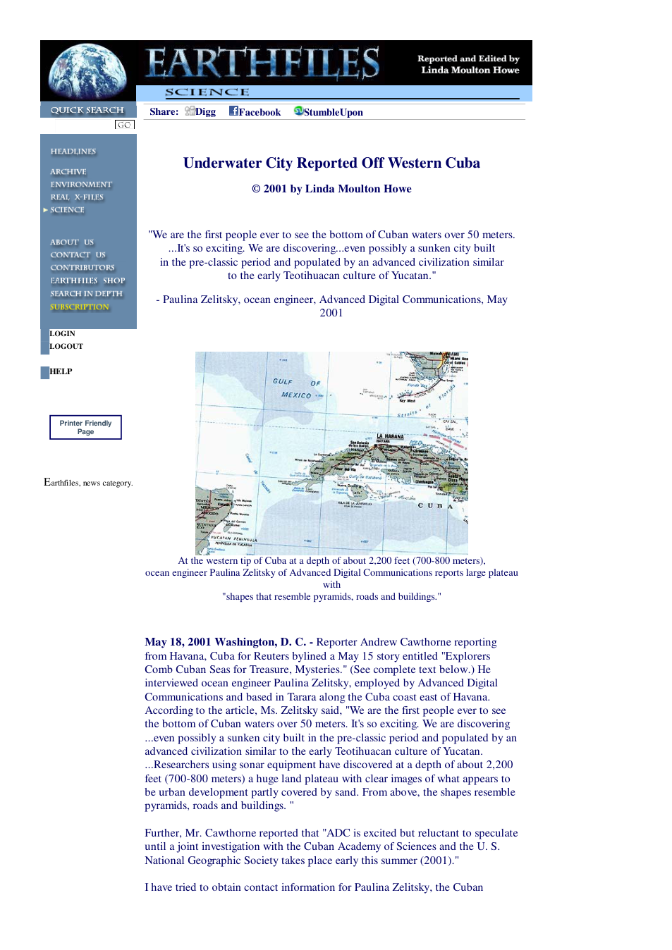 05 18 2001 Underwater City Reported Off Western Cuba cover