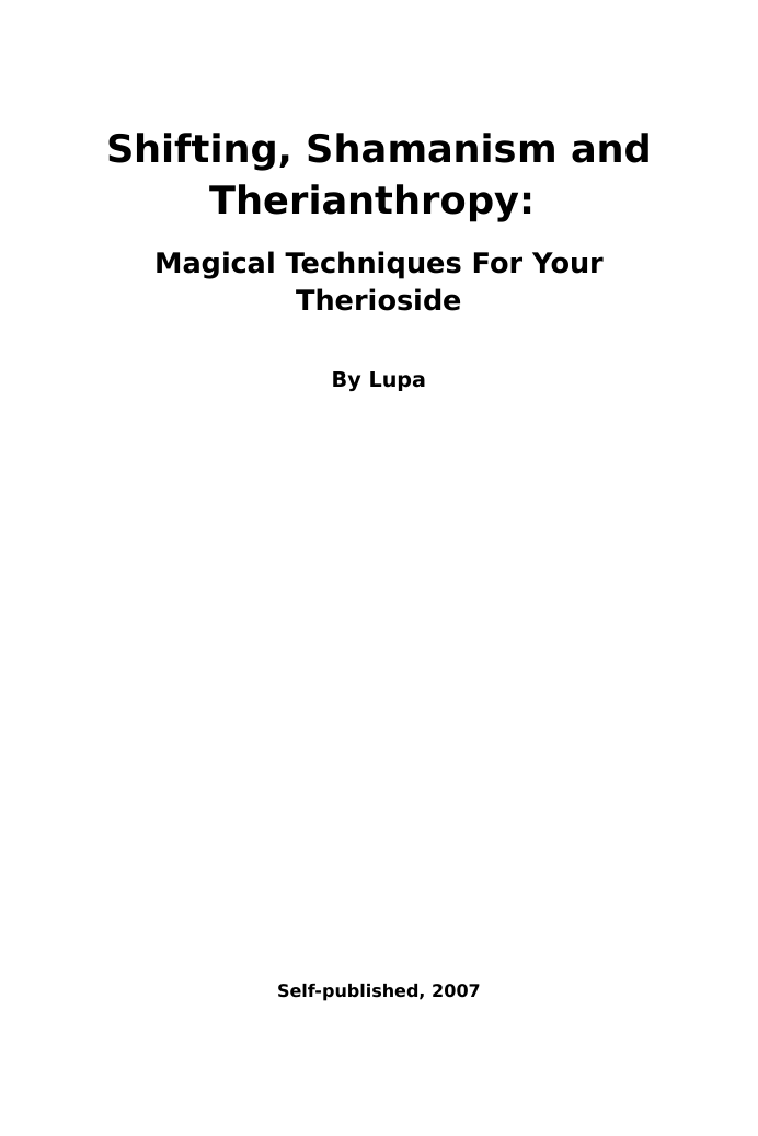 Shifting Shamanism and Therianthropy cover