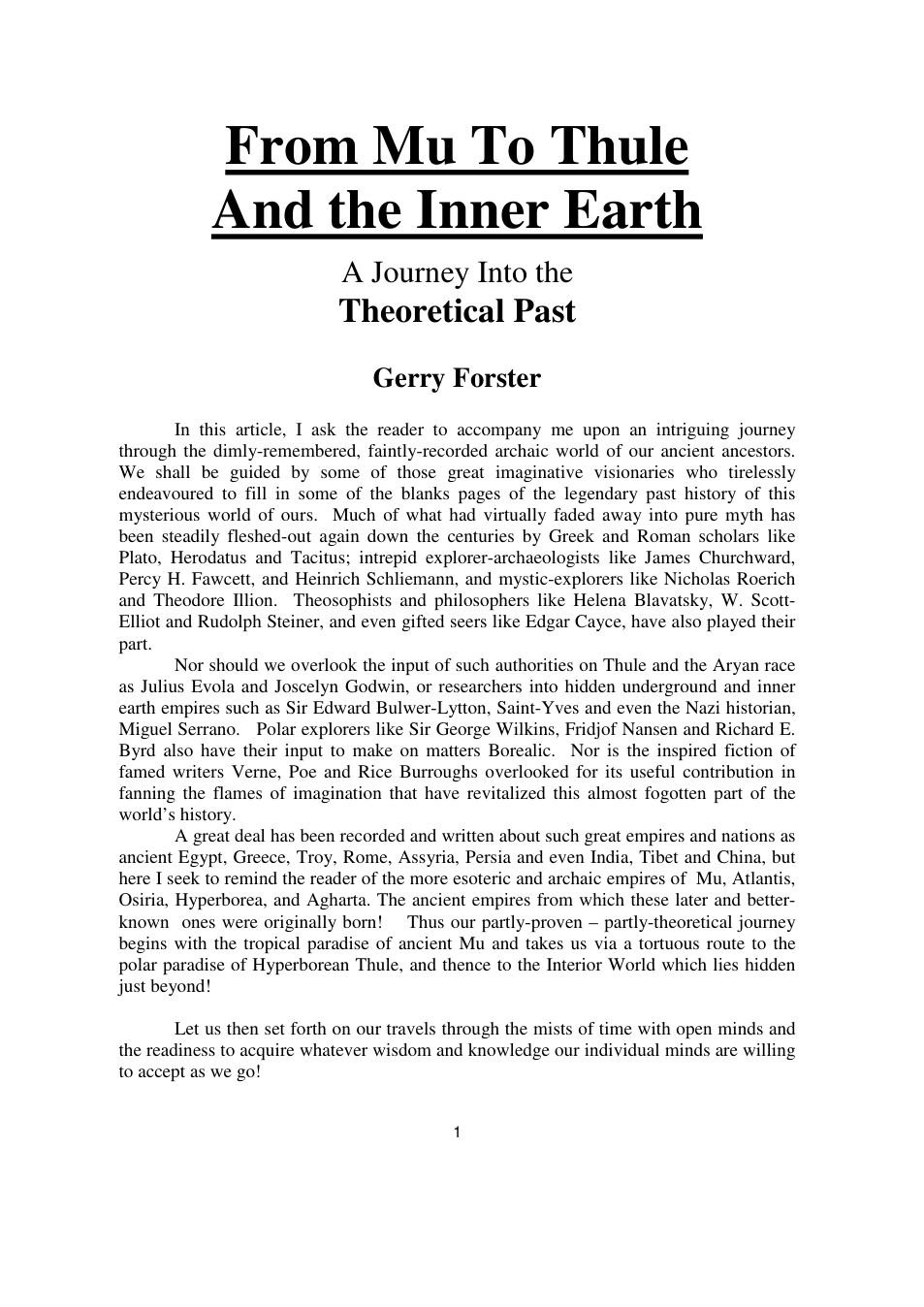 From Mu To Thule And the Inner Earth cover