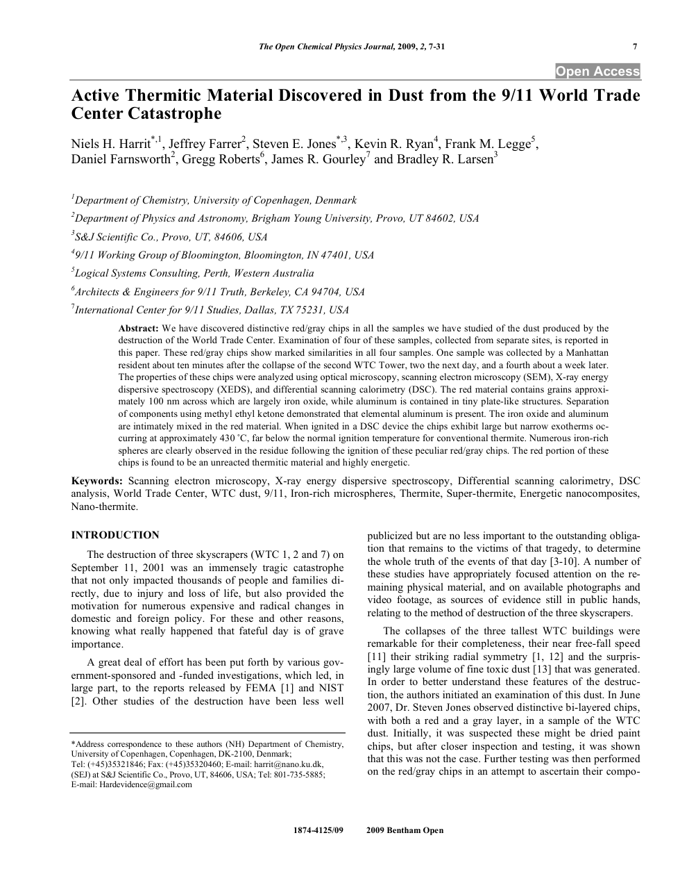 Active Thermitic Material Discovered In Dust From WTC cover
