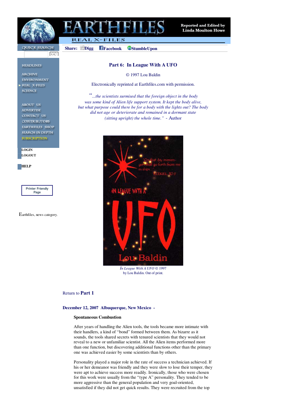 12 12 2007 Part 6 In League With A UFO cover