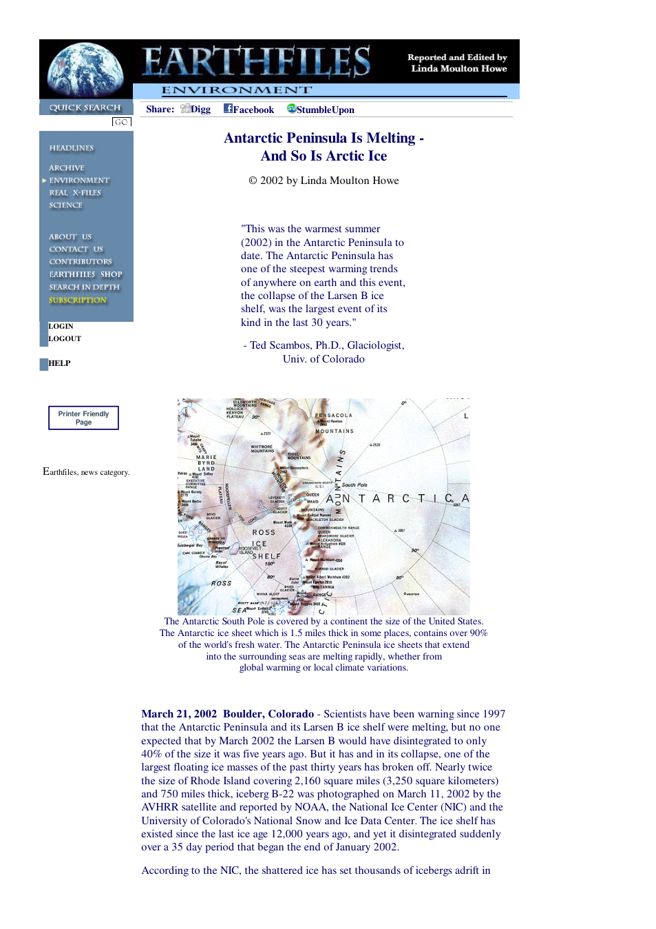 03 21 2002 Antarctic Peninsula Is Melting - And So Is Arctic Ice cover