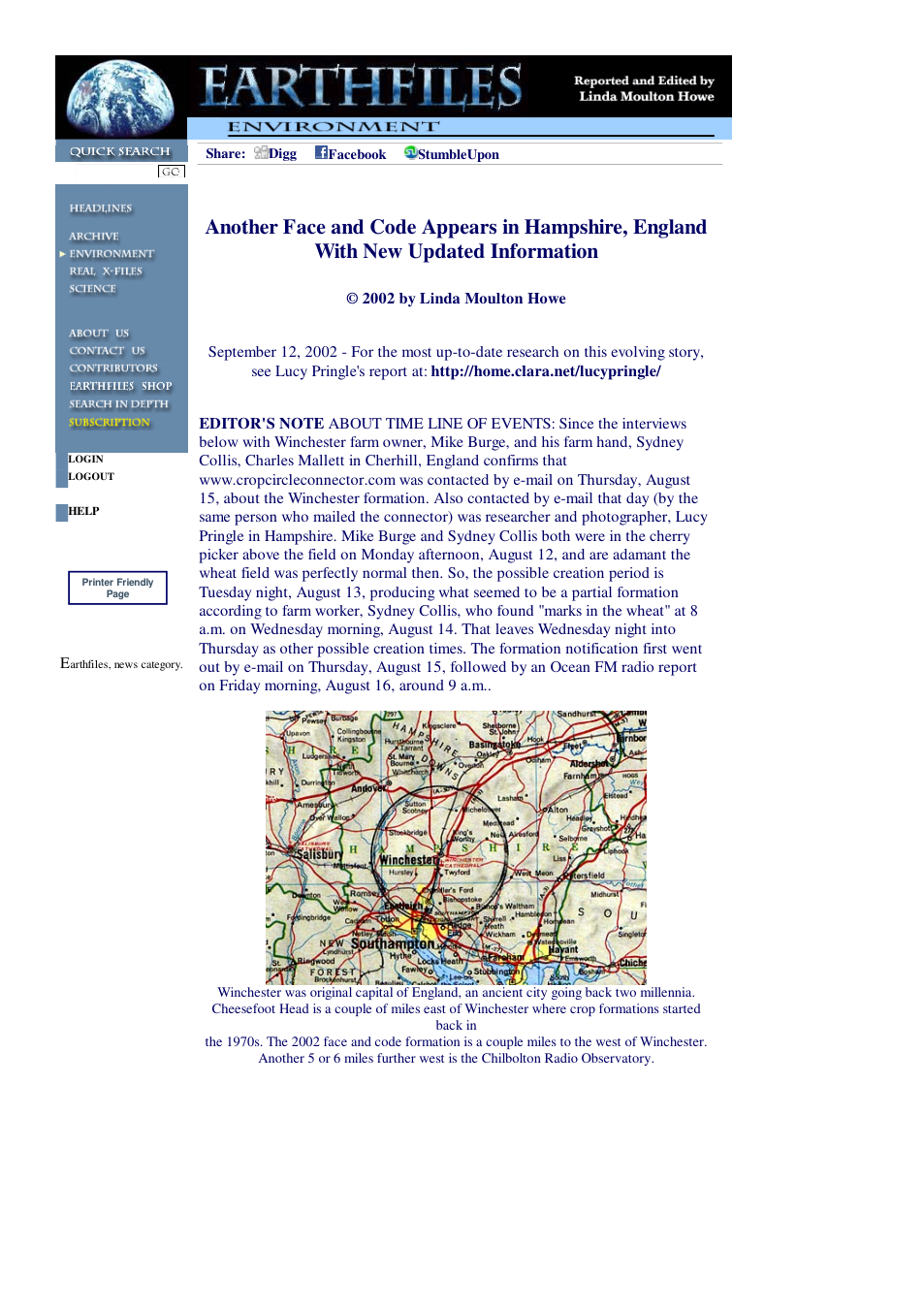 08 18 2002 Another Face and Code Appears in Hampshire, England - UPDATED cover