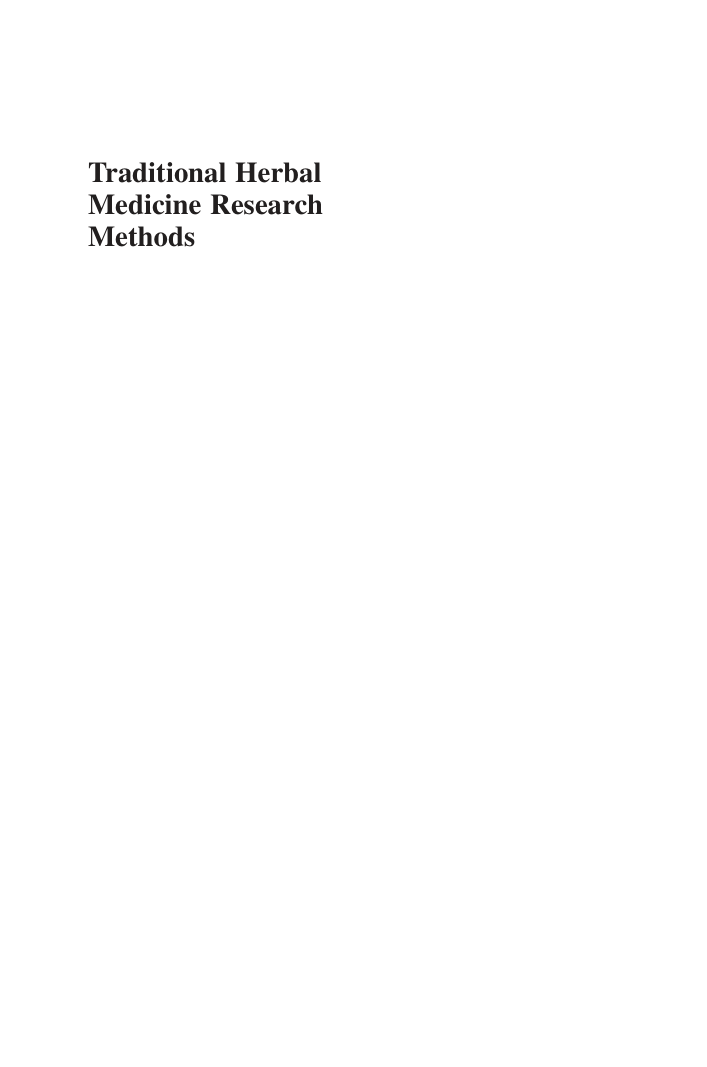 Traditional Herbal Medicine Research Methods Identification, Analysis, Bioassay, and Pharmaceutical and Clinical Studies (Willow Jian Hua Liu) (z-lib.org) cover