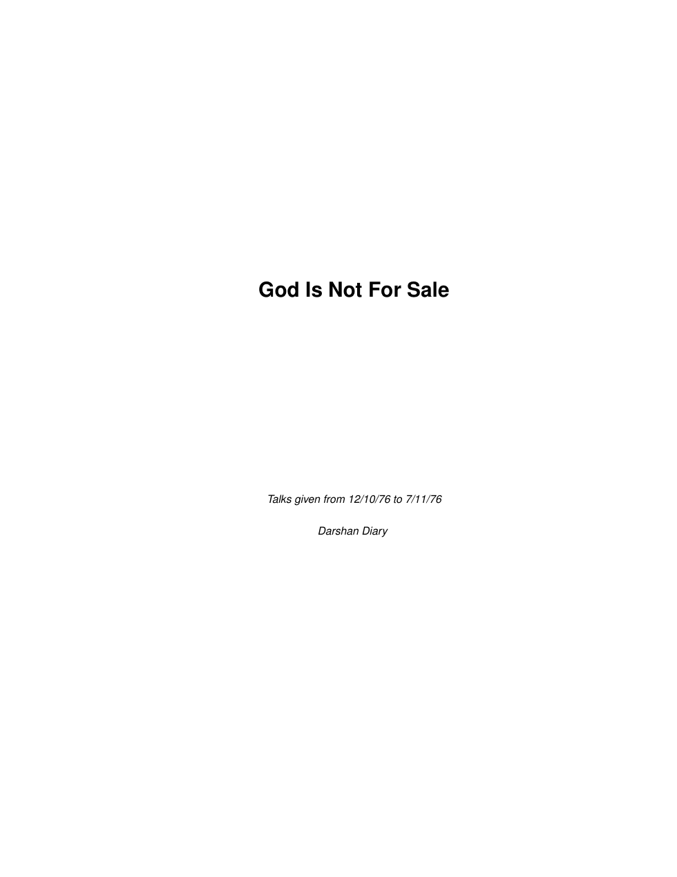 God Is Not For Sale cover