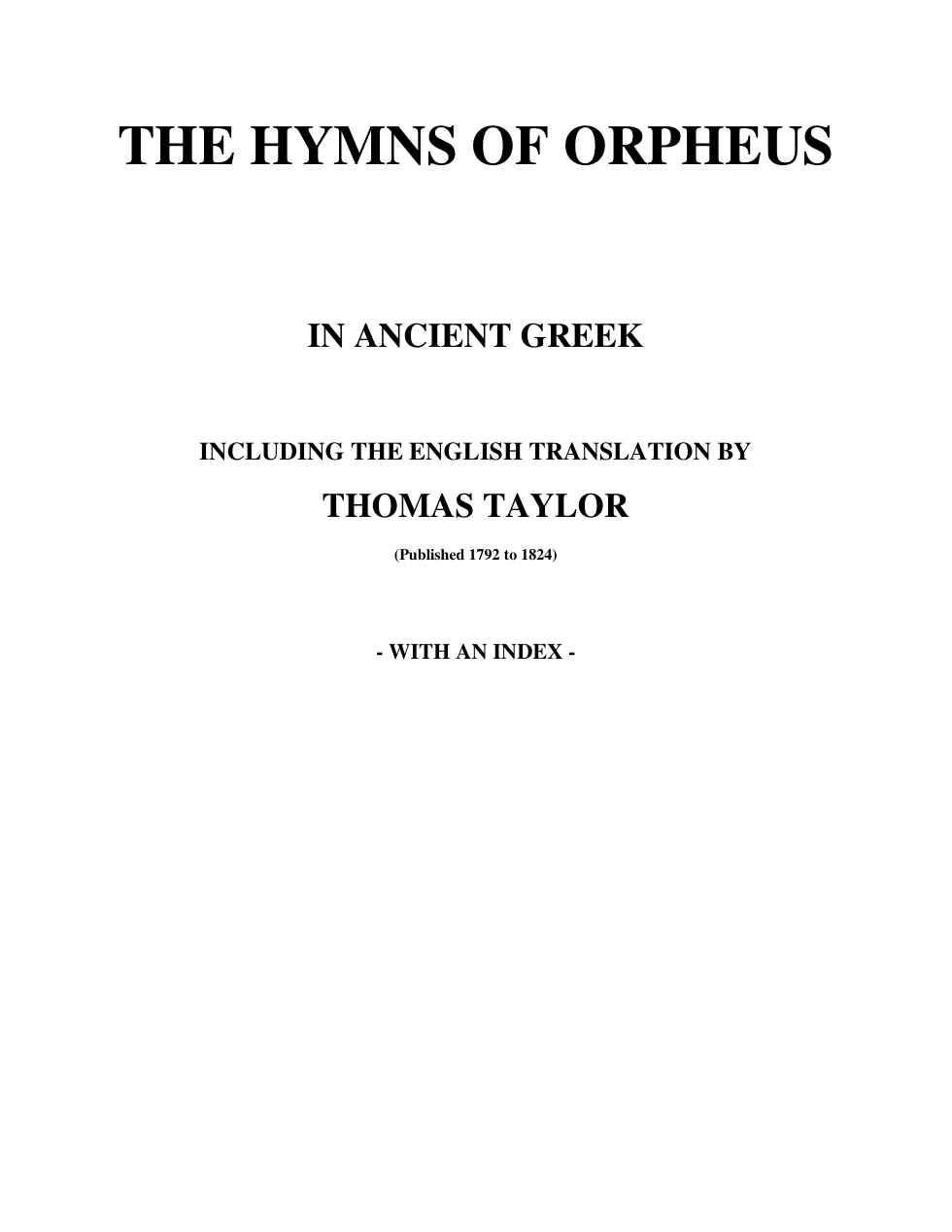 The Hymns of Orpheus by Unknown (Translated by Thomas Taylor) cover