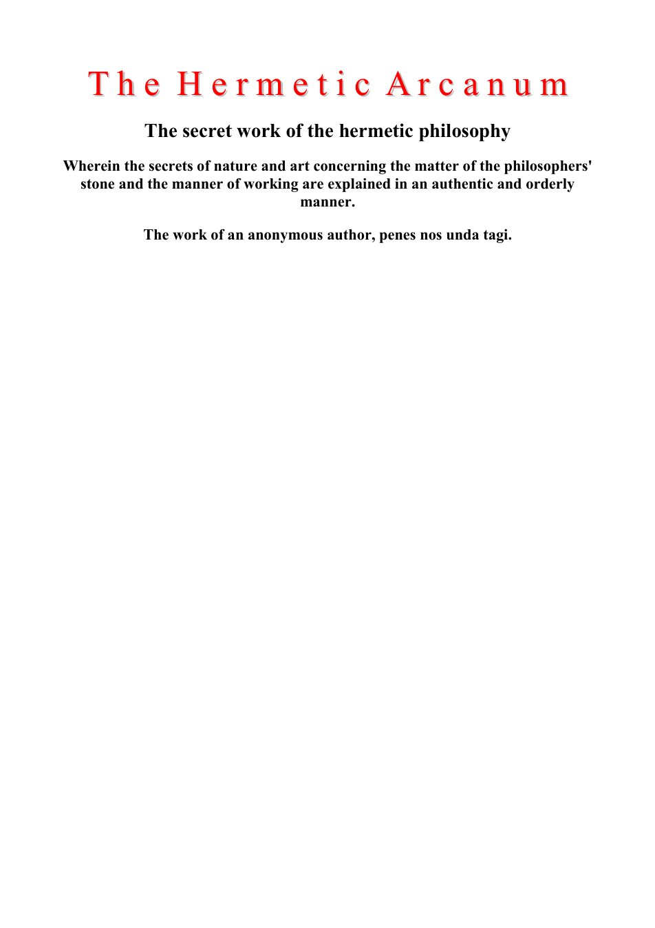 The Hermetic Arcanum cover