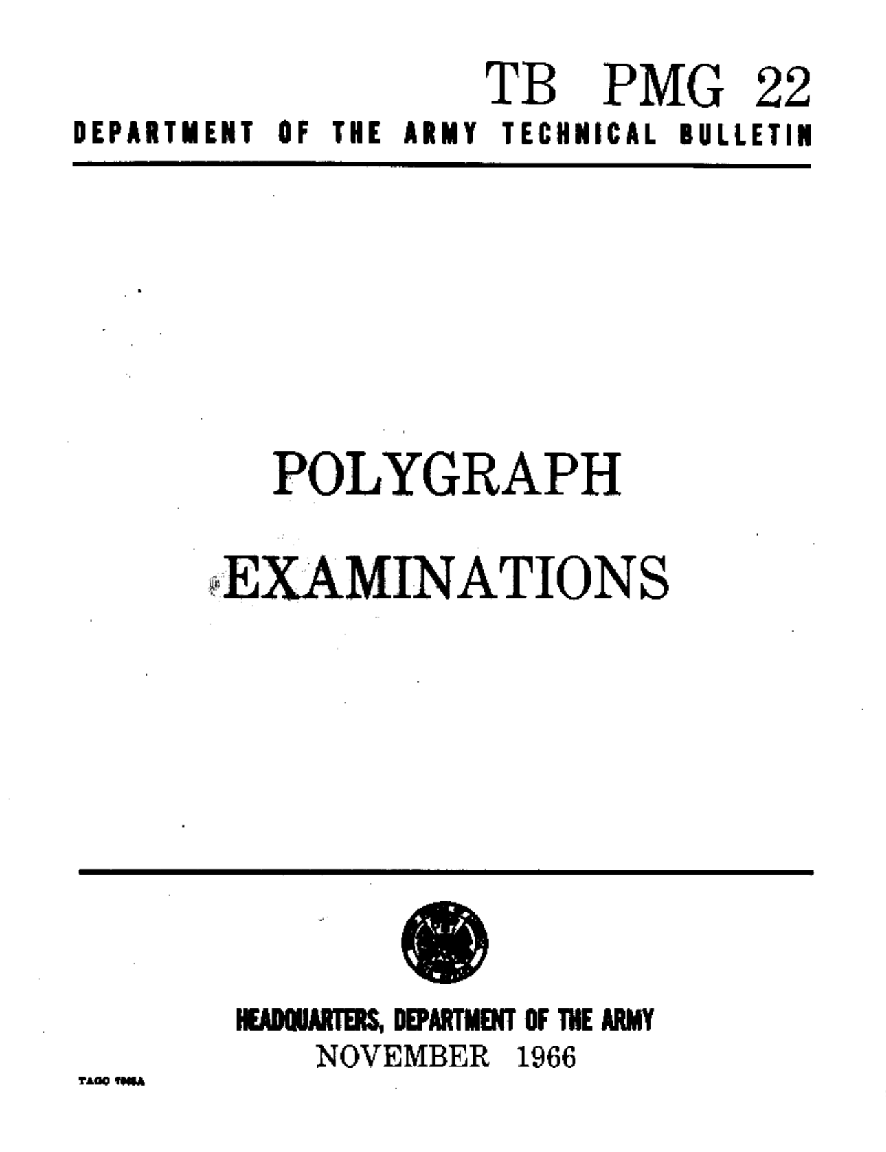 ARMY Polygraph Examinations 1966 9 pages cover