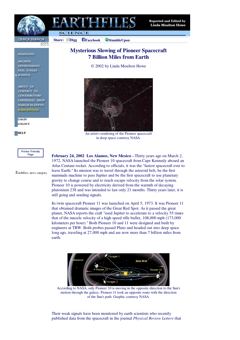 02 24 2002 Mysterious Slowing of Pioneer Spacecraft 7 Billion Miles from Earth cover