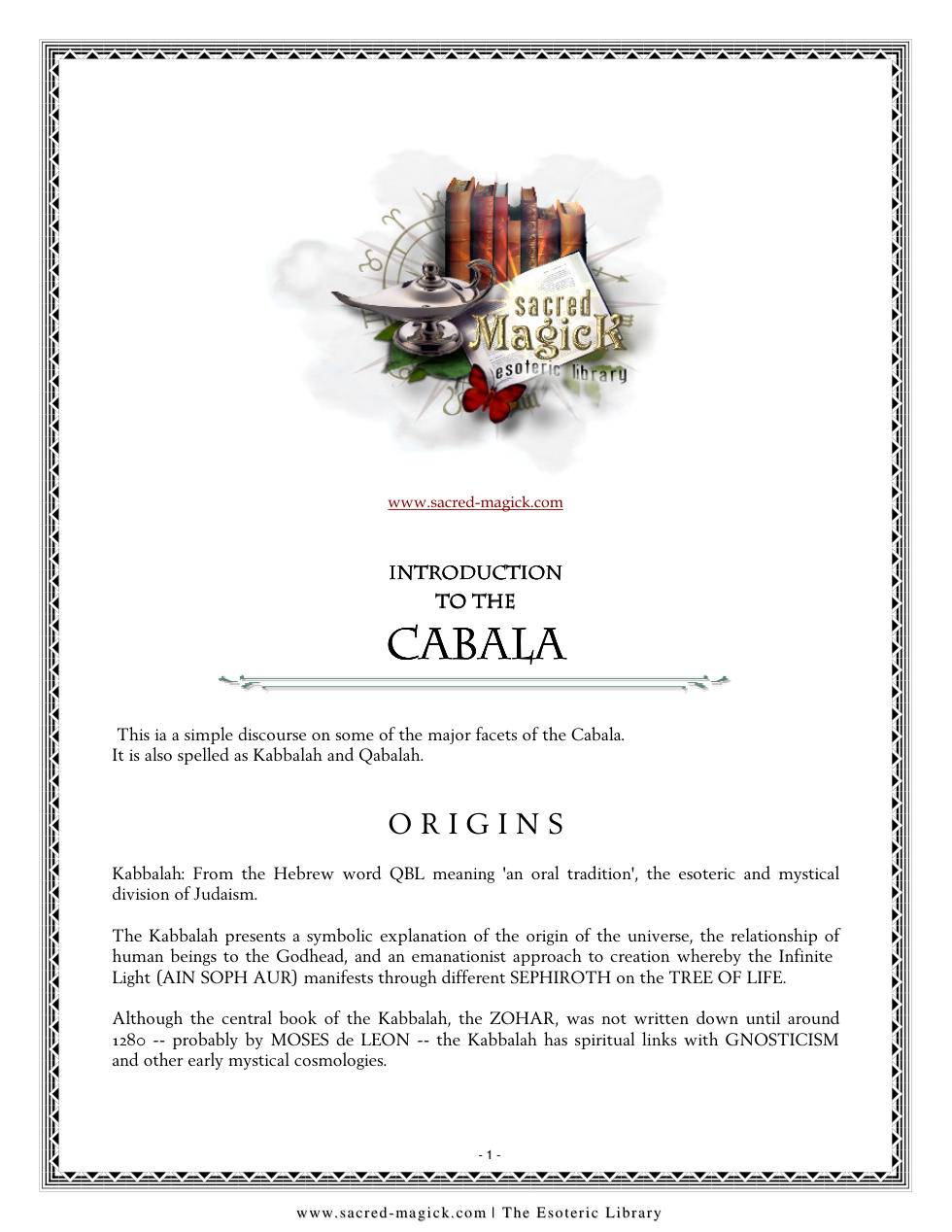 Introduction to the Cabala cover