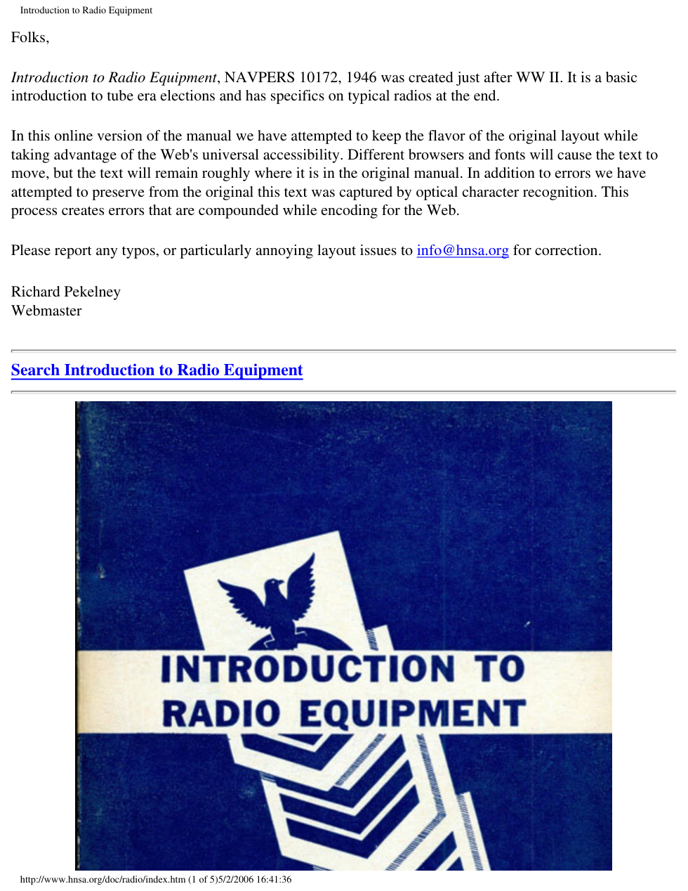 NAVY WWII - Intro to Radio Equipment 1946 308 pages cover