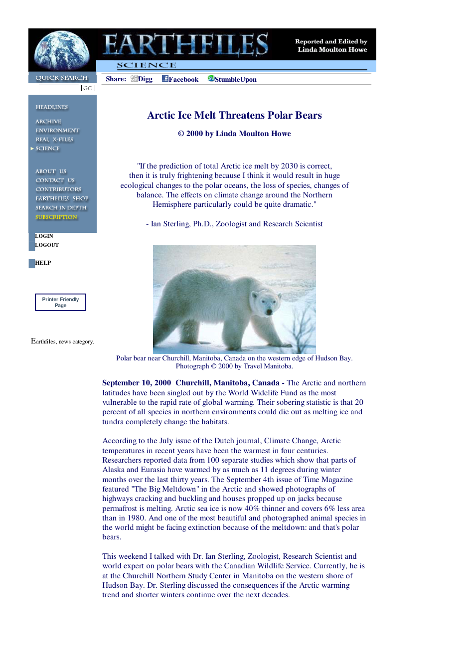 09 10 2000 Arctic Ice Melt Threatens Polar Bears cover